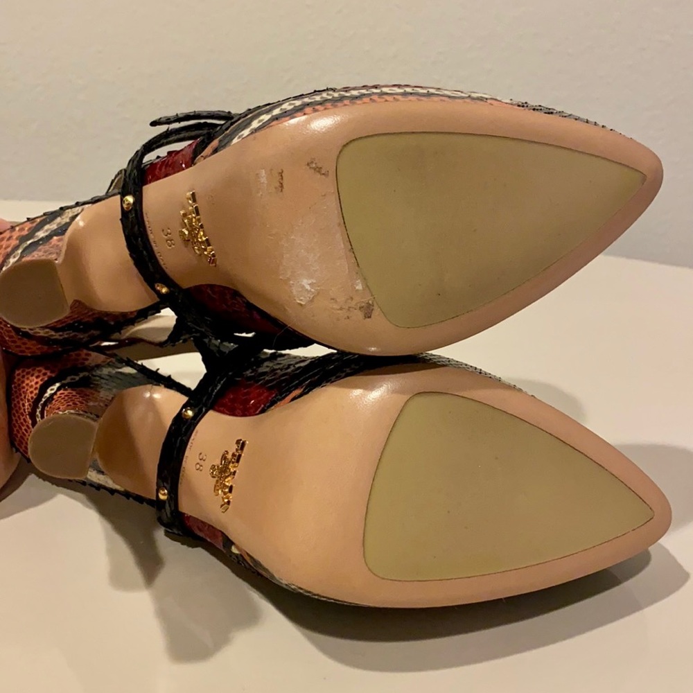 Prada Red and Black Python Skin Heels. - Picture 7 of 10
